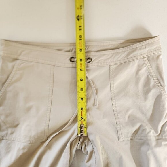Prana Beige Mid Rise Cropped Hiking Pants Wide Leg Capri Summer Gorpcore - Picture 7 of 11